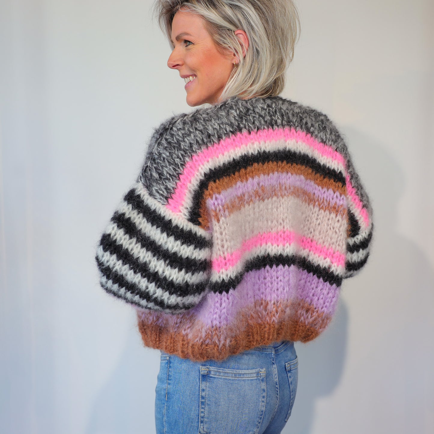 Knit pattern – Short Chunky Mohair Cardigan Alex No.12 (ENG-NL-DE)
