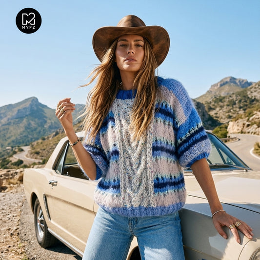 Knit pattern – MYPZ Light Alpaca Mohair Top Cable Heart Blue No10 (ENG-NL-DE)