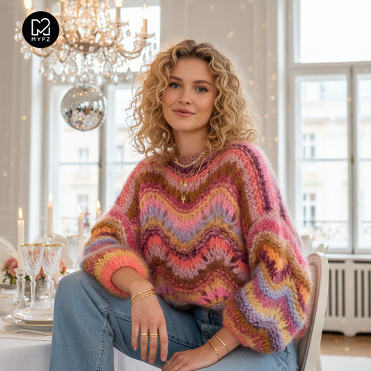 Knit pattern – Chunky Mohair Pullover Colorflow Wave No.12 (ENG-NL-DE)