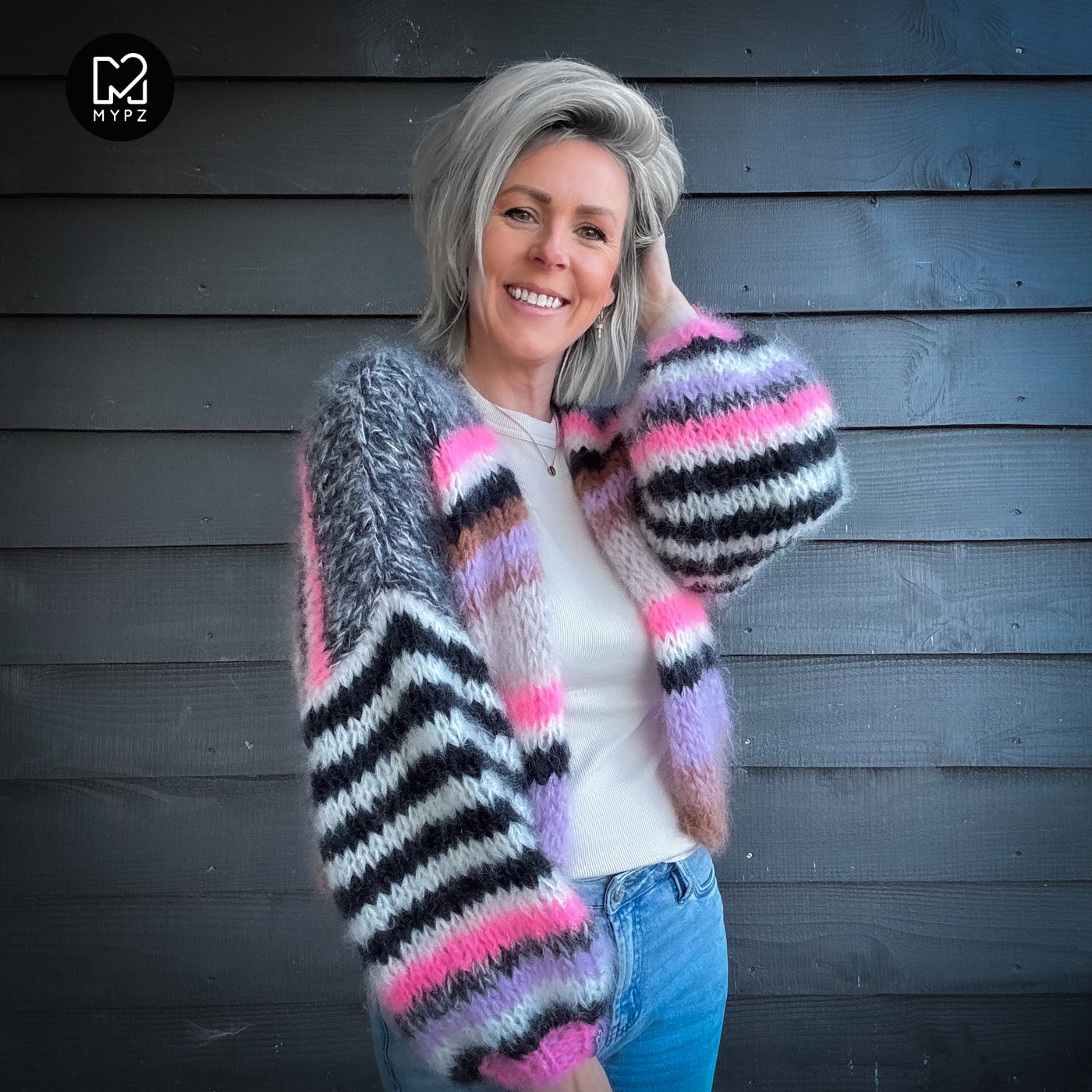 Knitting Kit – Short Chunky Mohair Cardigan Alex No.12 (ENG-NL-DE)