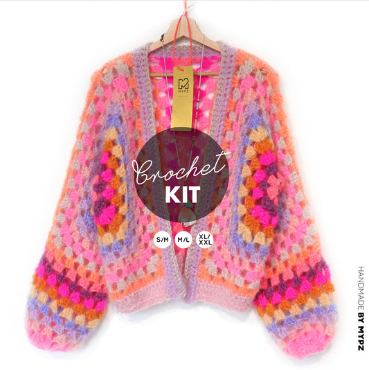 Crochet kit - MYPZ Hexagon Cardigan Pink Vibes (ENG-NL-DE-FR)