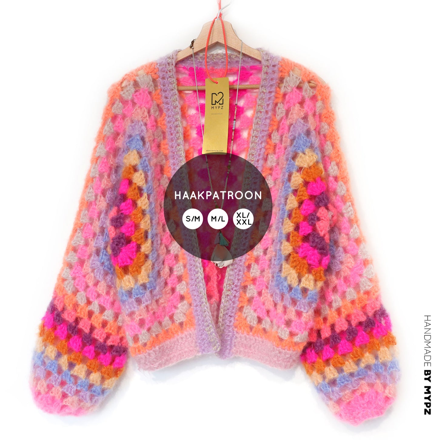 Crochet pattern - MYPZ Hexagon Cardigan Pink Vibes (ENG-NL-DE)