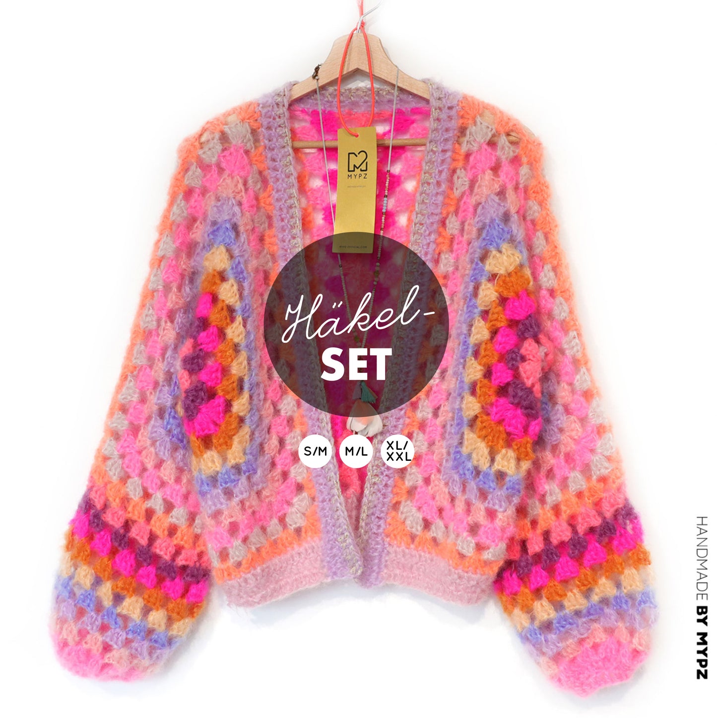Crochet kit - MYPZ Hexagon Cardigan Pink Vibes (ENG-NL-DE-FR)