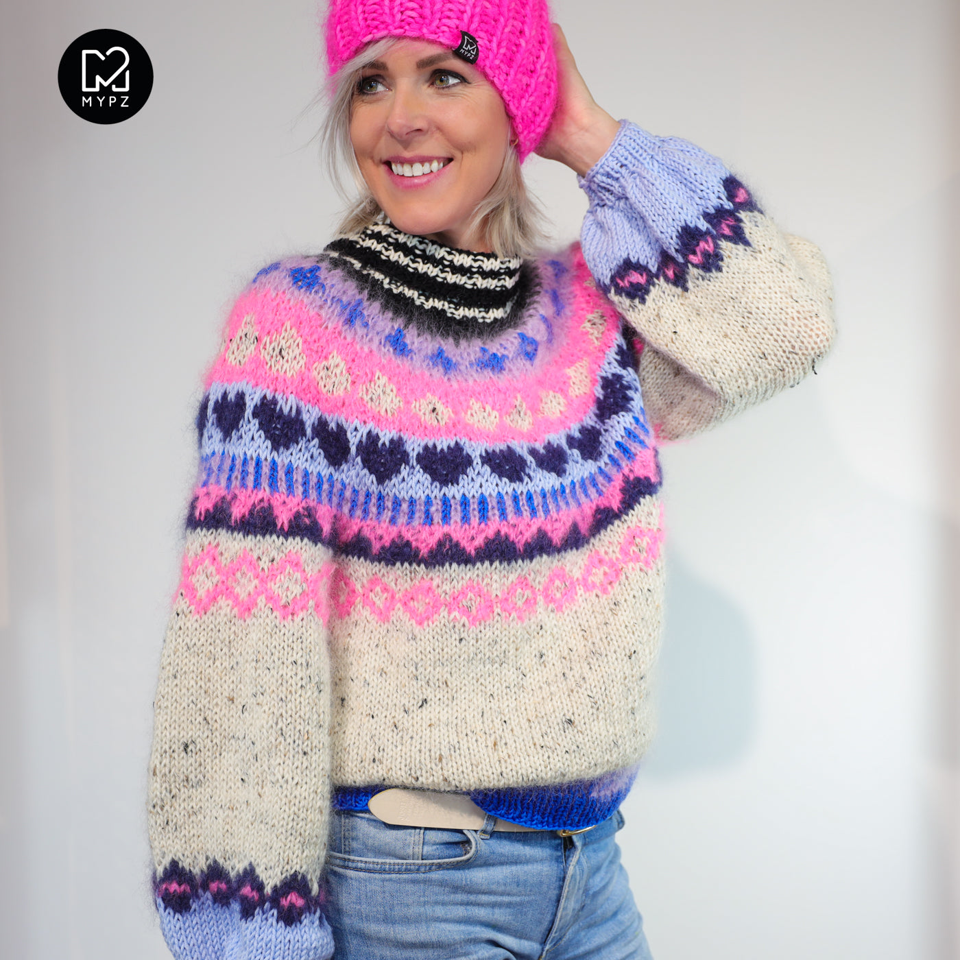 Knit pattern – MYPZ top-down sweater Blue Heart No6 (ENG-NL-DE)