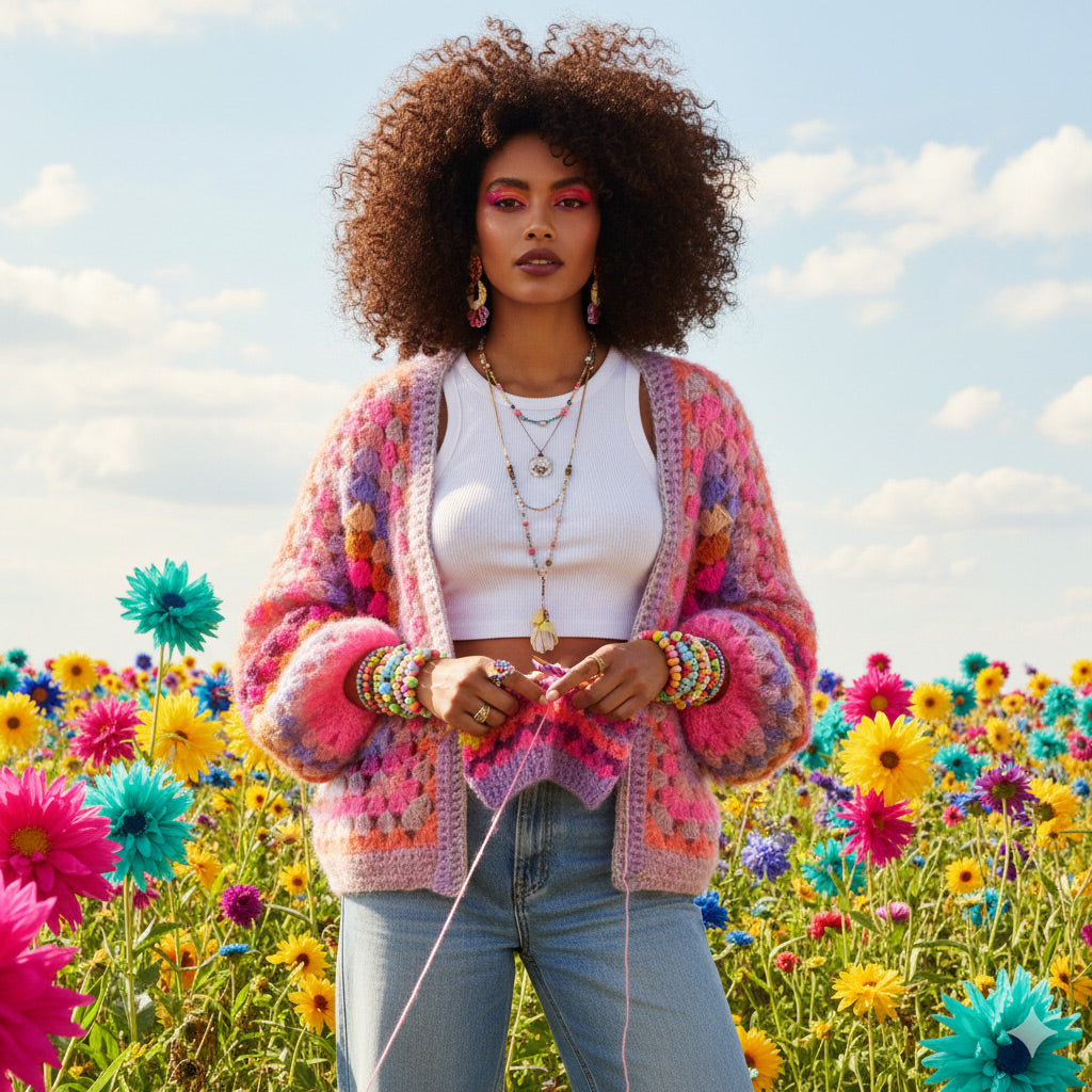 Crochet pattern - MYPZ Hexagon Cardigan Pink Vibes (ENG-NL-DE-FR)