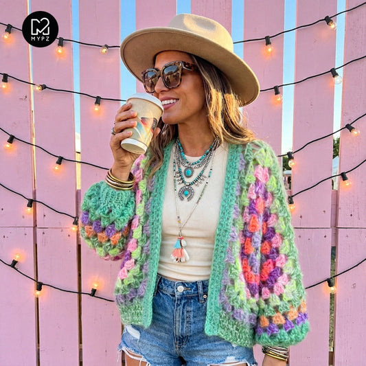 Crochet pattern - MYPZ Chunky Hexagon Cardigan Pistachio (ENG-NL-DE)