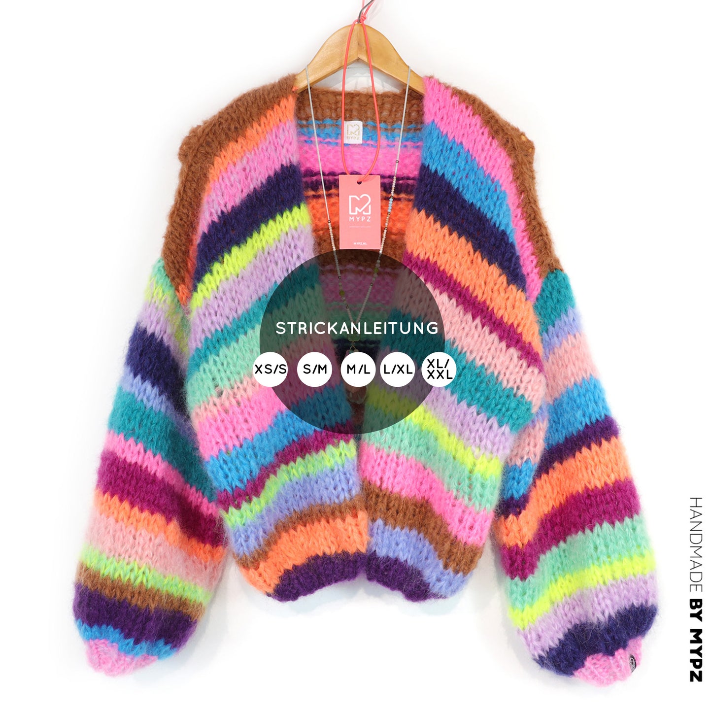 Knit Pattern – Chunky Mohair Cardigan Rainbow Medley No.12 (ENG-NL-DE)