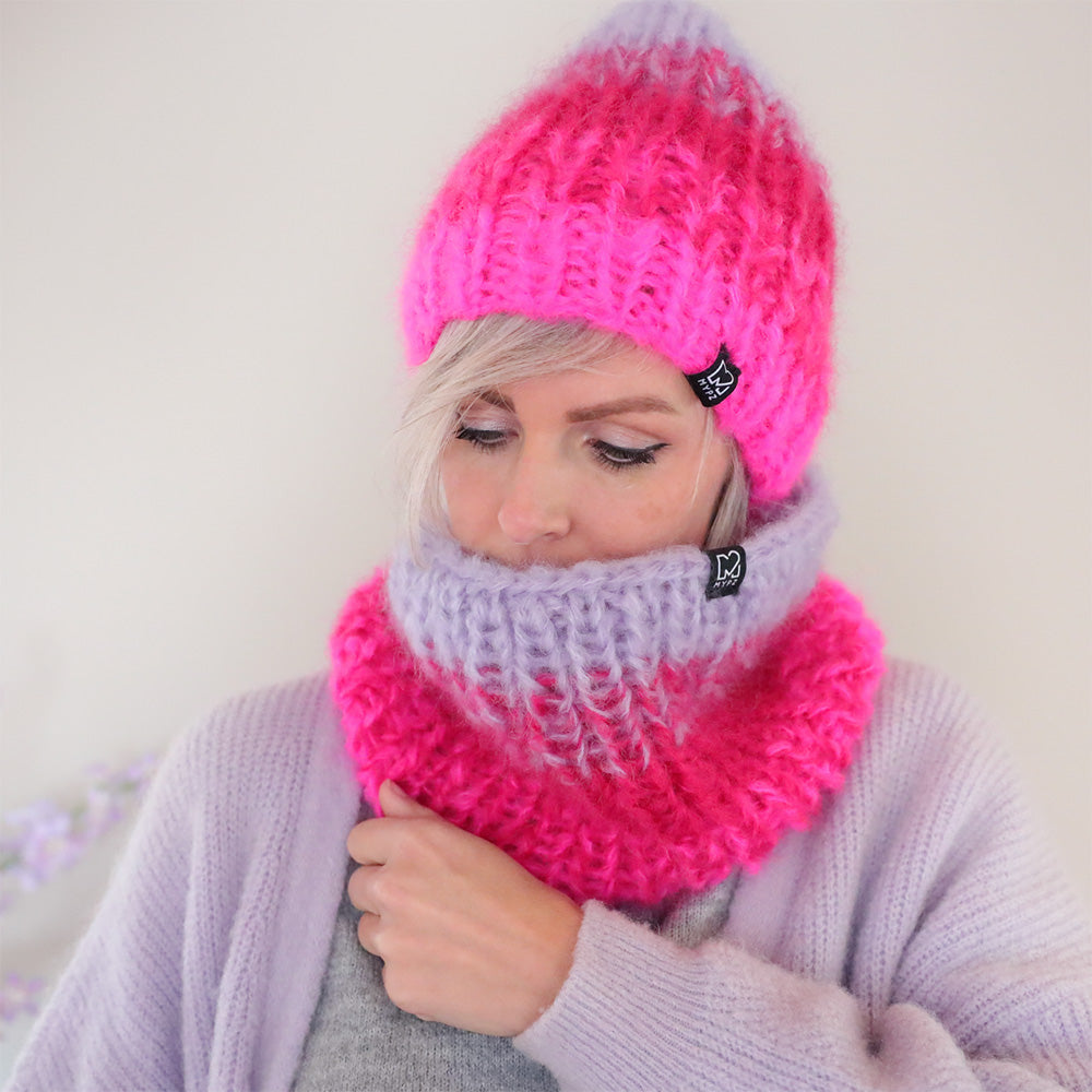 Knitting pattern – Gradient chunky mohair hat + snood (ENG-DE-NL-ES-FR-IT-DA-SV-NO)