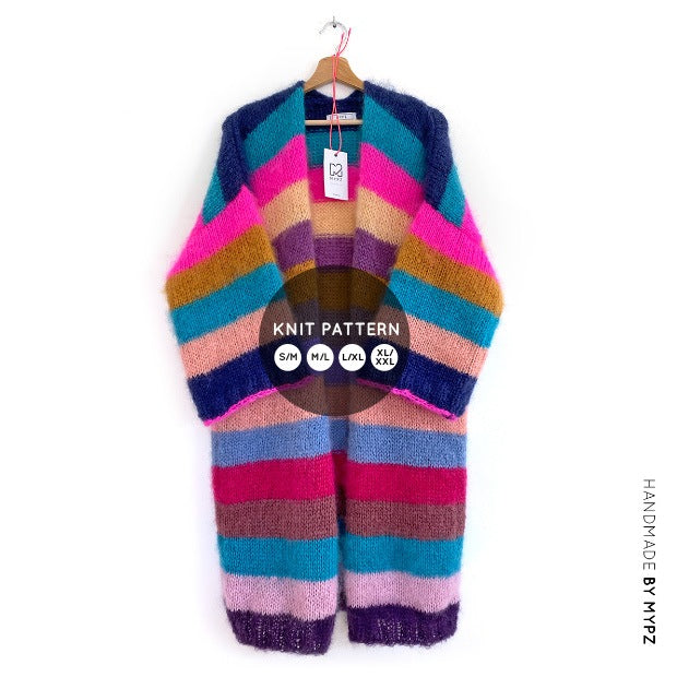 Knit pattern – MYPZ half long striped mohair cardigan No.6 River (ENG-NL)