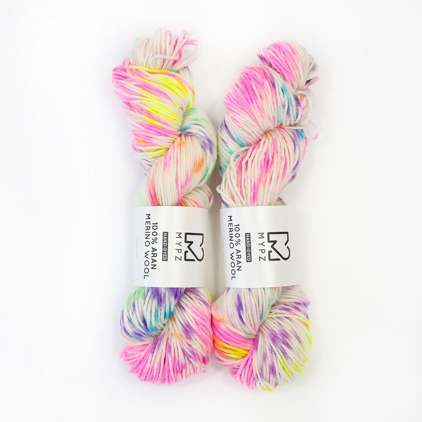 MYPZ Hand-dyed 100% Aran Merino Wool – Confetti Pink