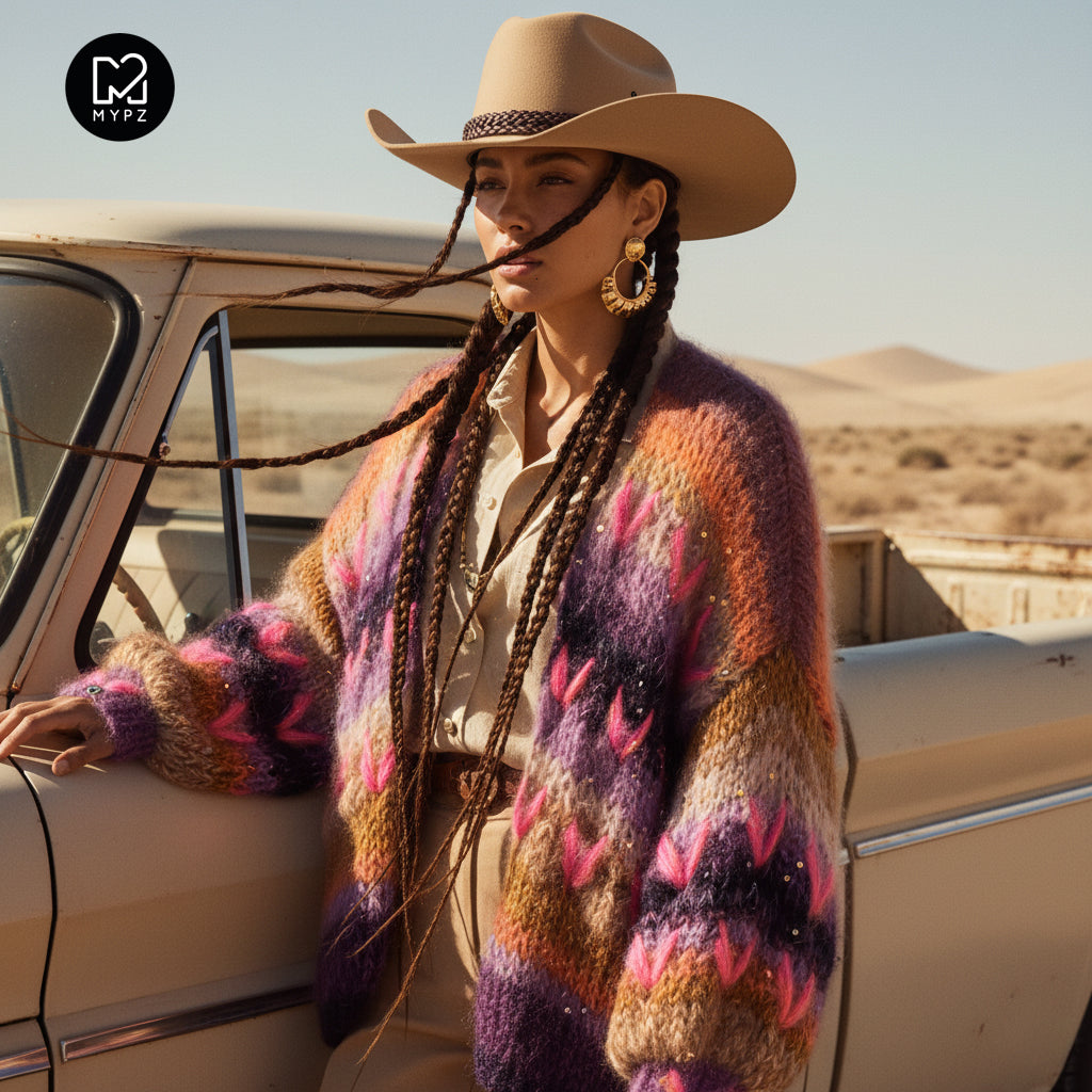 Chunky Mohair cardigan Boho Firefly