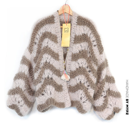 Design your own kit - Knitting Kit Short Chunky Mohair Cardigan Stonies Wave No.12 (ENG-DE-NL-ES-FR-IT-DA-SV-NO)