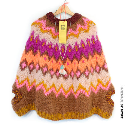 Knit pattern – MYPZ Chunky Topdown Mohair Poncho Brownberry No.12 (ENG-DE-NL-ES-FR-IT-DA-SV-NO)