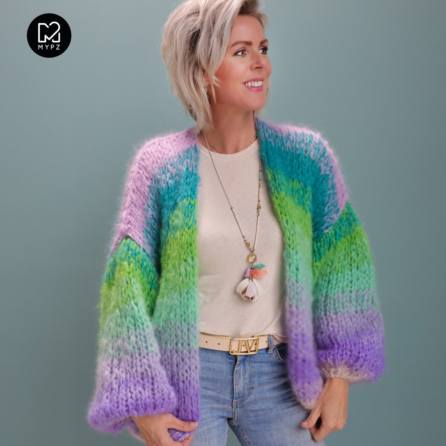 Knitting Kit – MYPZ Chunky Mohair Cardigan Green-Valley No.15 (ENG-NL-DE)