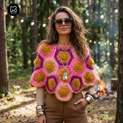 Crochet pattern - MYPZ Poncho Pecan (ENG-DE-NL-ES-FR-IT-DA-SV-NO)