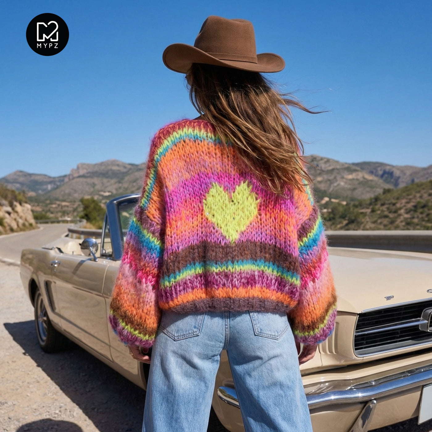 Knitting Kit – MYPZ Short Chunky Pullover Neon Hearts No15 (ENG-NL-DE)