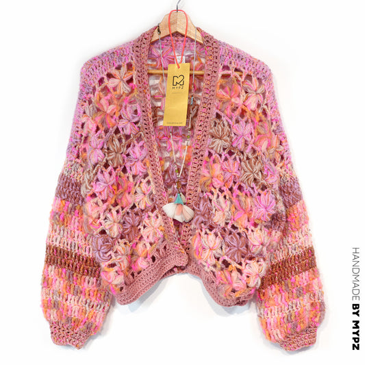 Crochet kit - MYPZ Short Wildflower cardigan Pecan (ENG-DE-NL-ES-FR-IT-DA-SV-NO)