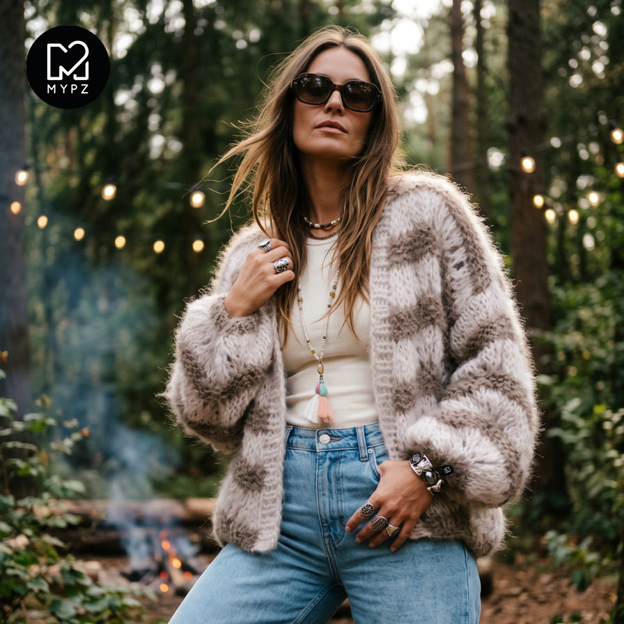 Knit Pattern – Short Chunky Mohair Cardigan Stonies Wave No.12 (ENG-DE-NL-ES-FR-IT-DA-SV-NO)
