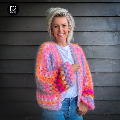 Crochet pattern - MYPZ Hexagon Cardigan Pink Vibes (ENG-NL-DE)