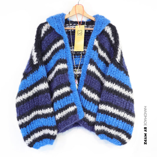 Knit pattern – MYPZ Hooded Chunky Mohair Bomber Cardigan Blue No.15 (ENG-DE-NL-ES-FR-IT-DA-SV-NO)