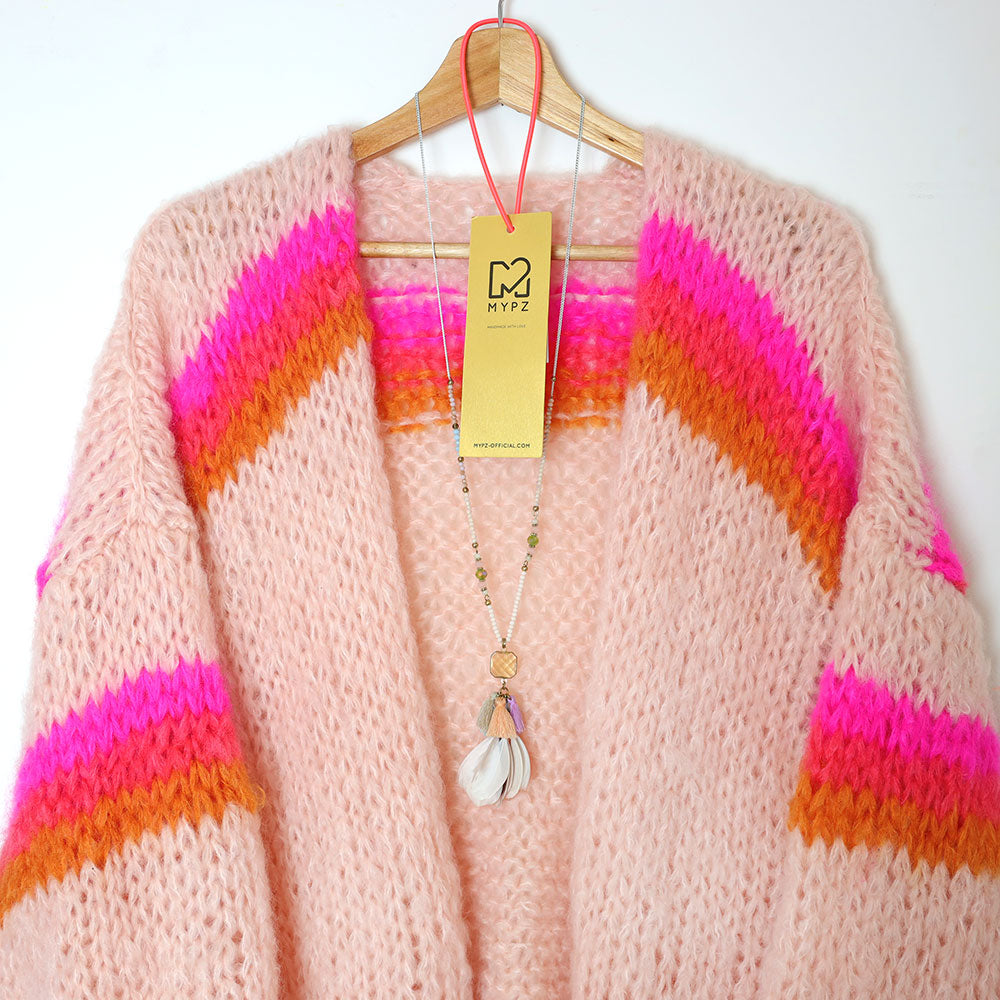 MYPZ Chunky Mohair Cardigan Fluffy Cloud Powder