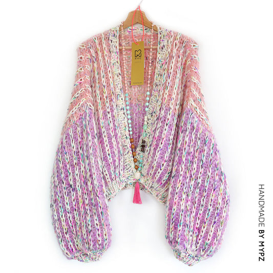 MYPZ Short Chunky Mohair Rib Cardigan Blush