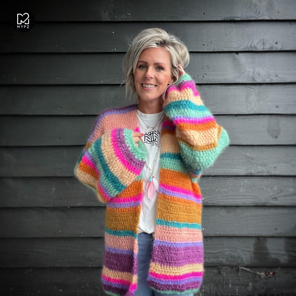 Crochet pattern - Chunky Mohair Cardigan Gemstone (ENG-NL)