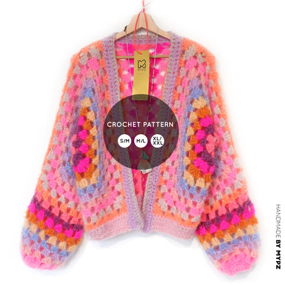 Crochet pattern - MYPZ Hexagon Cardigan Pink Vibes (ENG-NL-DE)