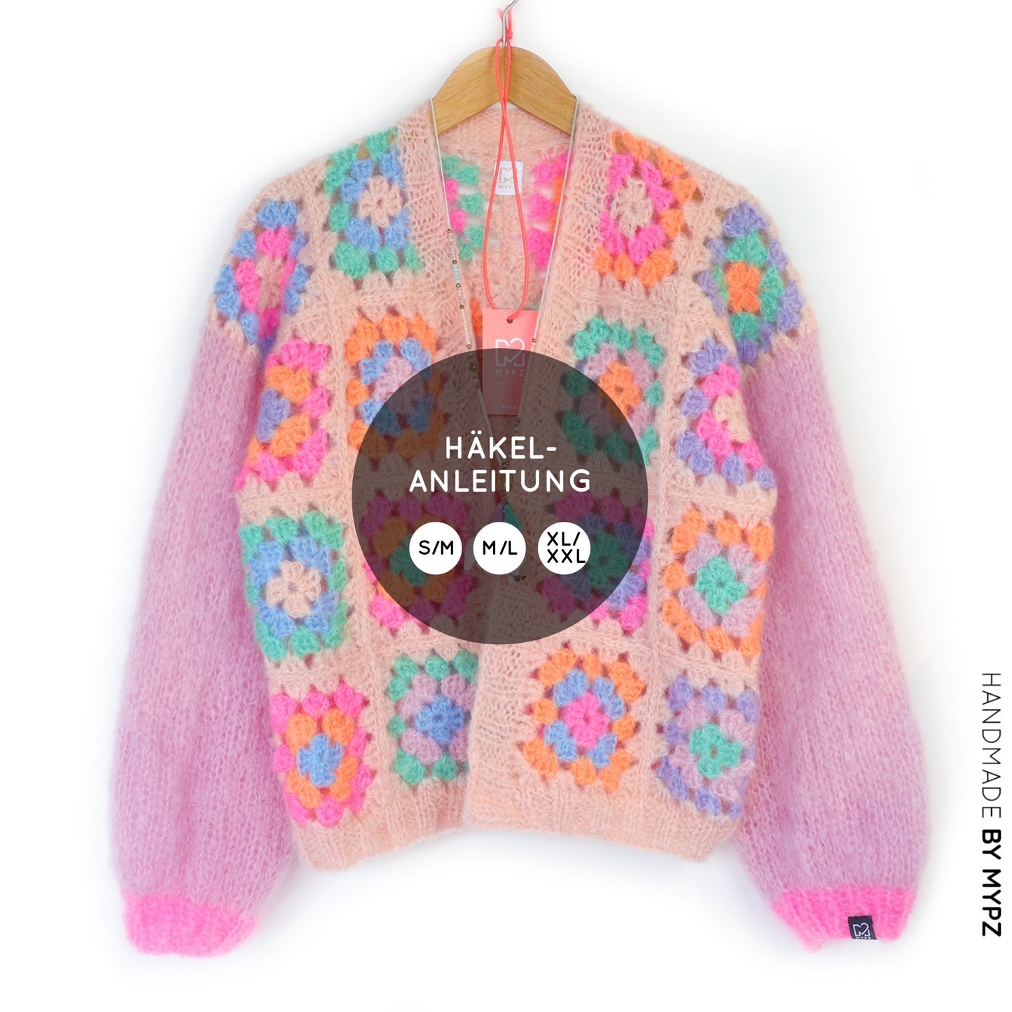 Crochet pattern - MYPZ Granny square mohair cardigan Marshmallow (ENG-NL-DE)