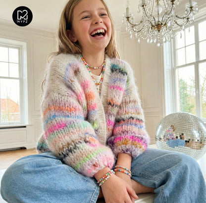 Knitting kit – MYPZ Chunky Mohair Cardigan Scrap Yarn for kids No12 (ENG-NL-DE)