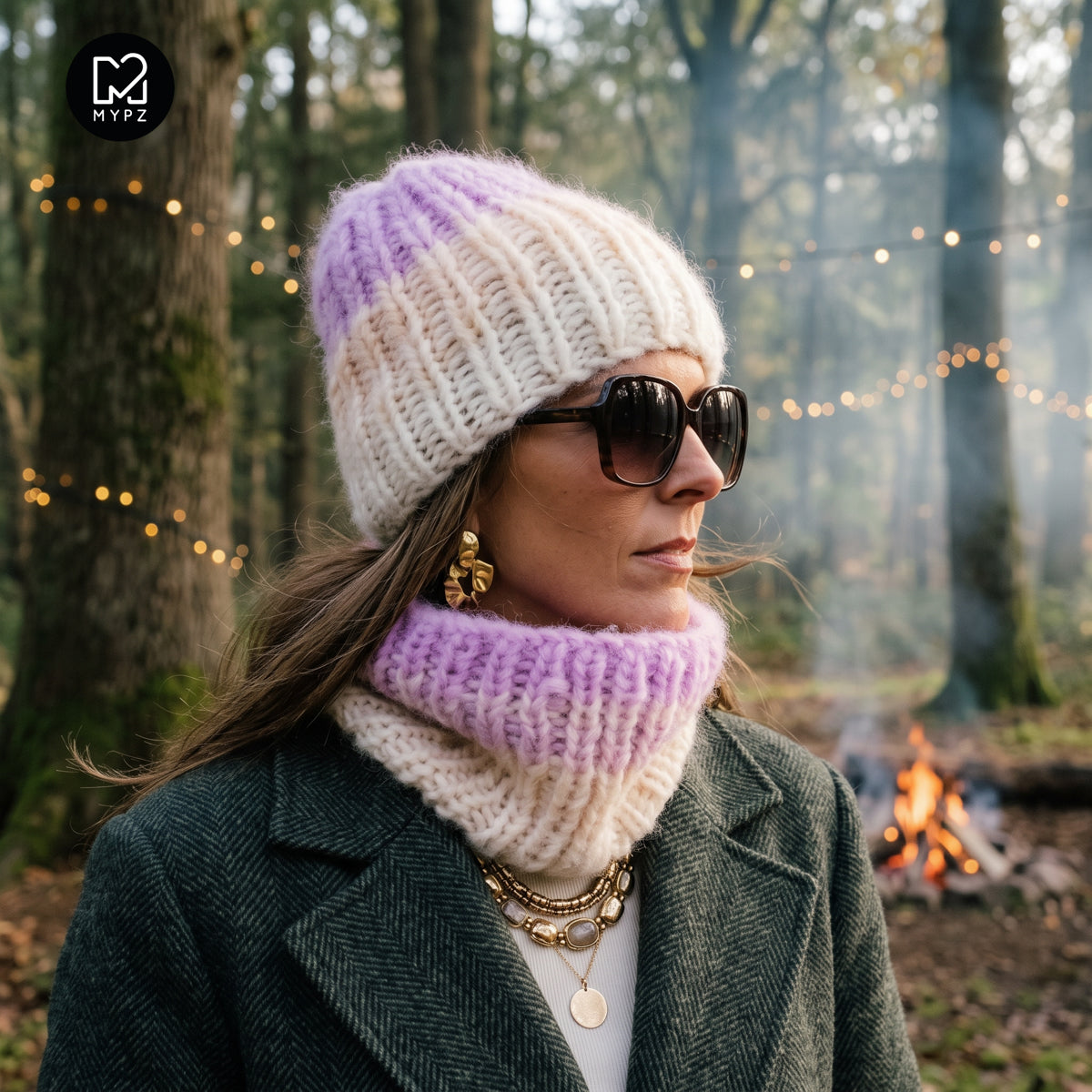 Knitting Kit – Gradient chunky Alpaca hat + snood Powder (ENG-DE-NL-ES-FR-IT-DA-SV-NO)