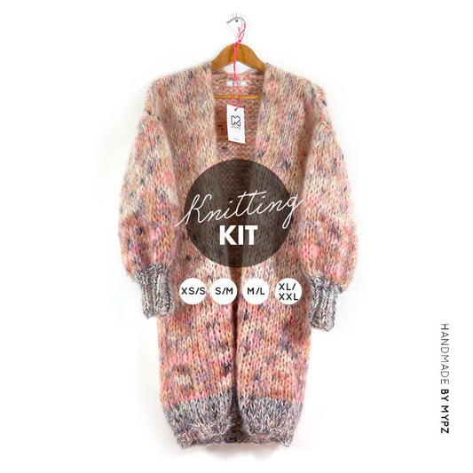 MYPZ knitting kit half long chunky mohair cardigan Brown Love