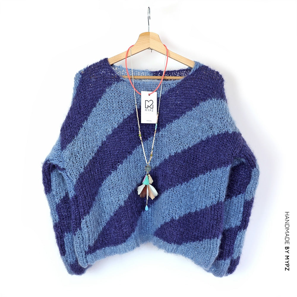 MYPZ Light mohair pullover Blue diagonal